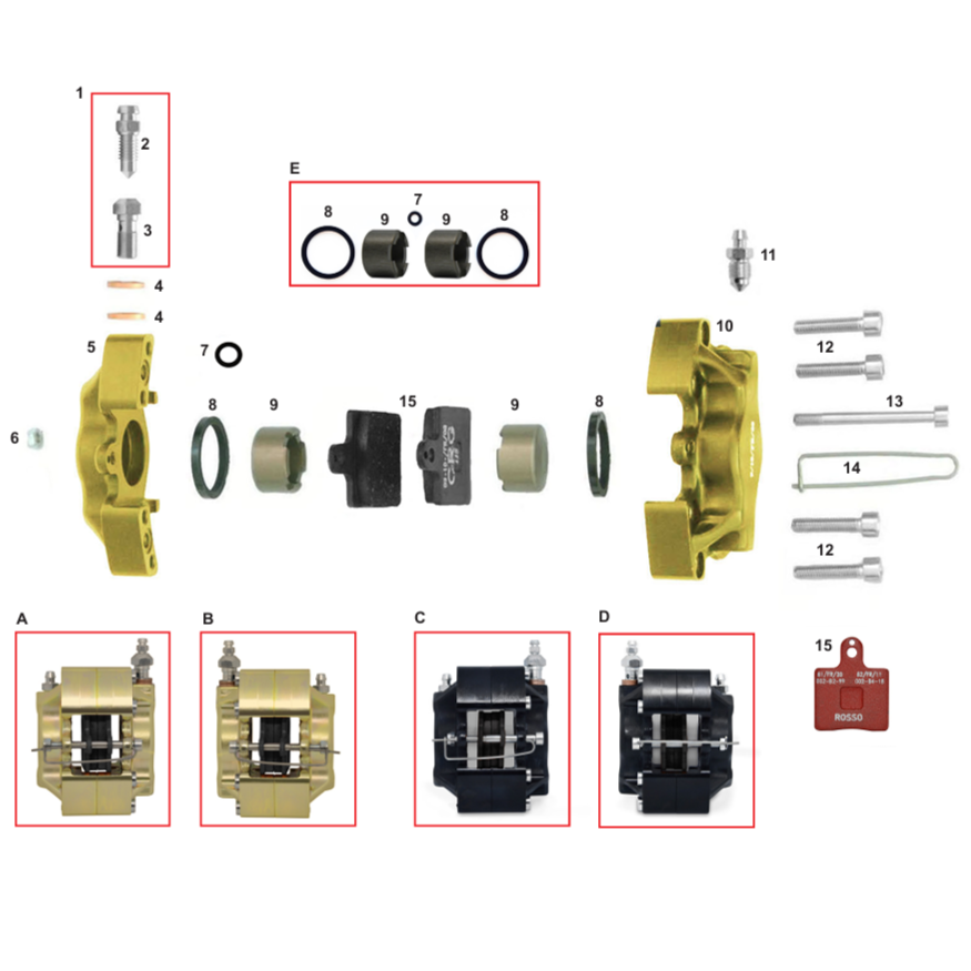 CRG V11 Front Brake Caliper Components